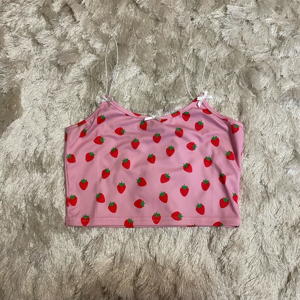 Pink strawberry tank top